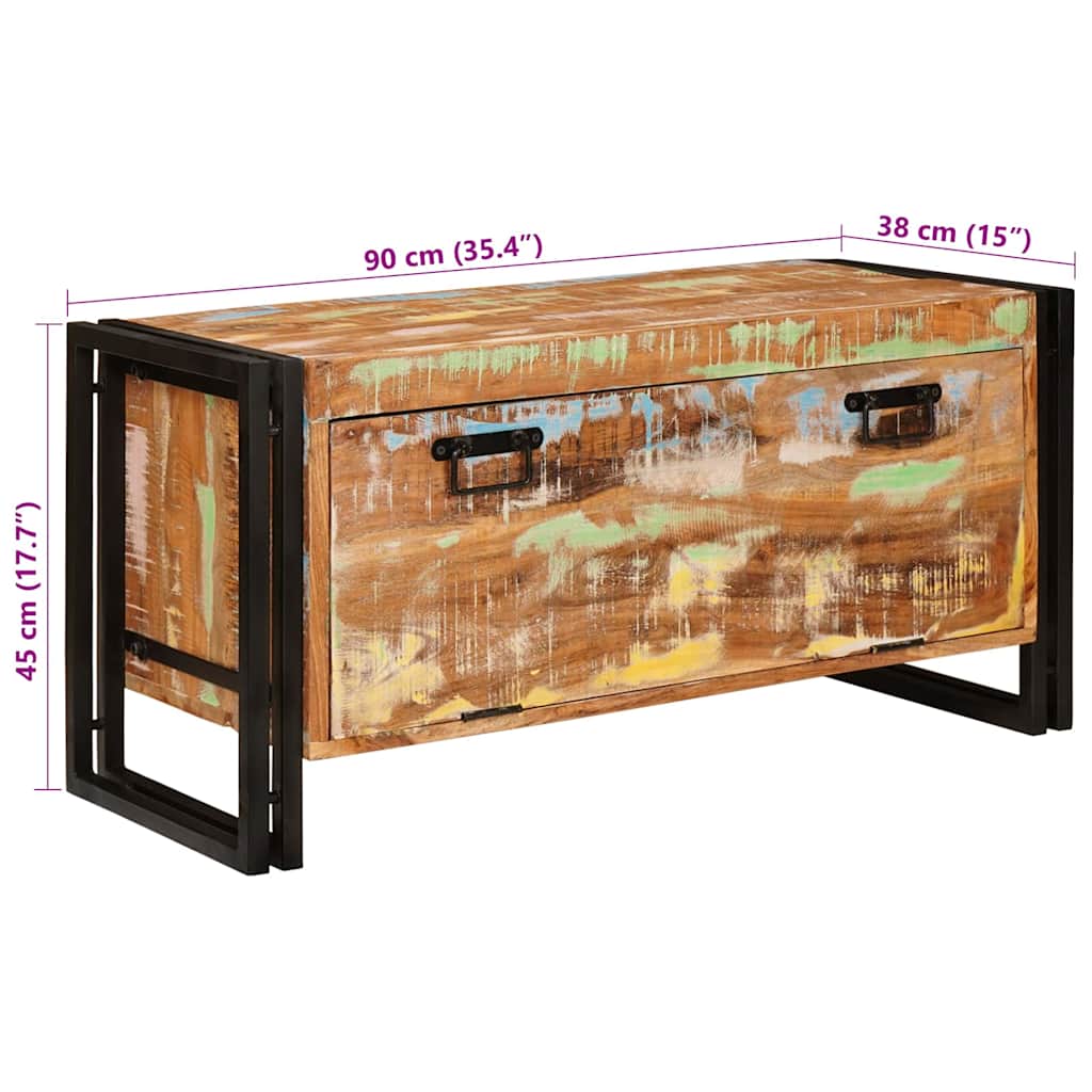 Schuhschrank Braun 90 x 38 x 45 cm recyceltes Massivholz
